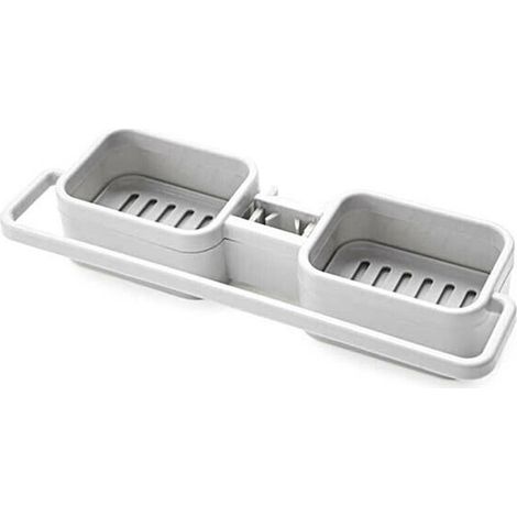 Égouttoir de cuisine, étagère de rangement multifonctionnelle pour brosse à vaisselle, étagère réglable, porte pour porte de rangement pour chiffons et éponges de salle de bain (1/5)