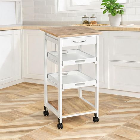 Desserte de cuisine blanc en bois 37 x 37 x 76 cm (1/5)