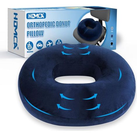 Cushion de Chaise Donut Coussin Orthopédique pour Coccyx en Mousse à Mémoire, Ergonomique Coussin Siège pour Bureau, Voiture, Fauteuil Roulant, Soulagement du Stress et Confort, 40x45x9cm (1/5)