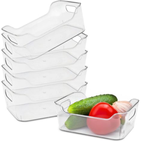 Kunststoff Kühlschrank Organizer 20 x 14 cm transparent - 6er Set - Aufbewahrungsbox für die Küche lebensmittelecht