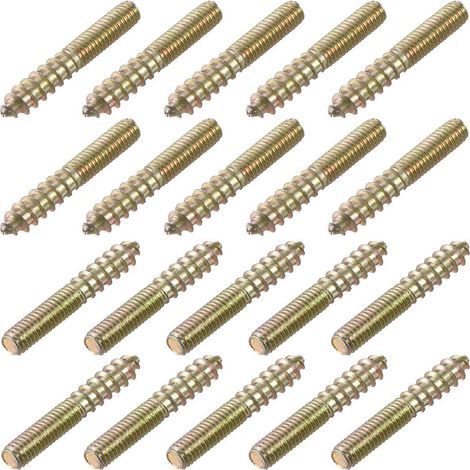M6 Vis Double Filetage Boulon Longueur 40mm Double Tête Autotaraudeuse 6mm Bois Joint Meubles Jambes 20 pièces (1/4)