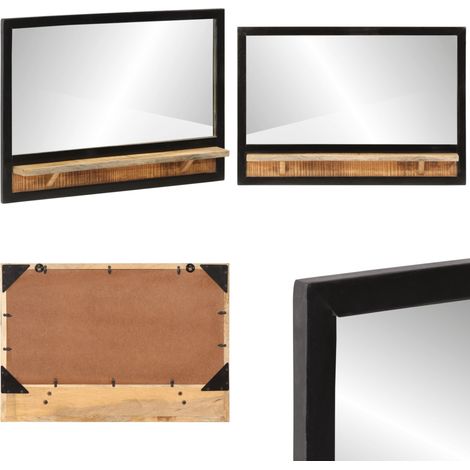 Miroir avec étagère 80x8x55 cm verre et bois massif manguier - Miroir Salle De Bain - Miroir Mural - Étagère Miroir - Décoration Salle De Bain - Mobilier Salle De Bain - Home & Living (1/5)