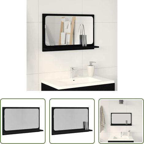 vidaXL Spiegelregal - Spiegelablage mit Regal Schwarz Eichen-Optik 60 x 10,5 x 37 cm (1/5)