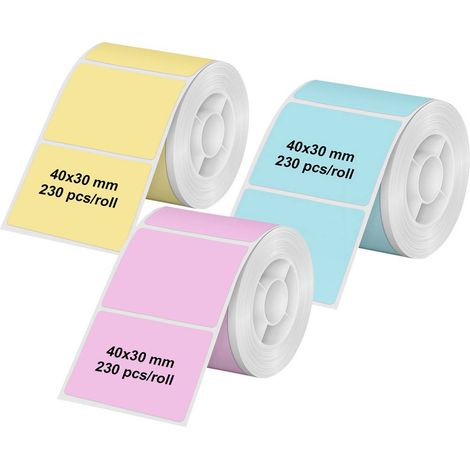 Olympia 6323 Rotolo di etichette 40 x 30 mm Carta termica Multicolore, Rosa, Blu, Giallo 3 pz. Etichetta universale