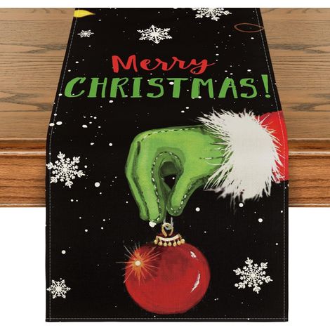 Chemise De Table - Noël - 33 X 91 Cm - Décoration De Table De Cuisine Ou Salle À Manger - Pour Fête Extérieure Ou Intérieure - 1 Pièce