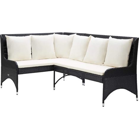 Lot de 2 Canapés d'angle de jardin Canapé relax - Banc de jardin Résine tressée Noir BV630505 - BonneVie (1/5)