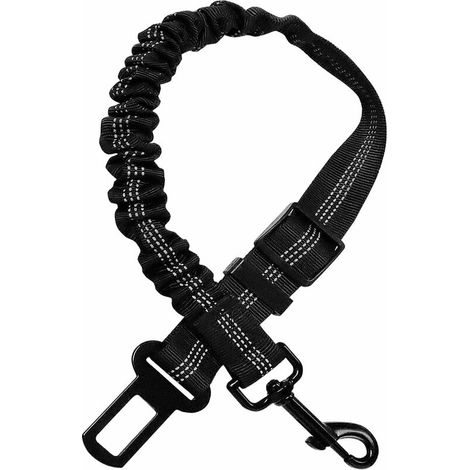 Ceinture de Sécurité pour Chien Voiture avec Absorption des Chocs Durable Réglable Elastique Fils Réfléchissants et Mousqueton Solide pour Tous Les Chiens et Chats Animaux (Noir) (1/5)