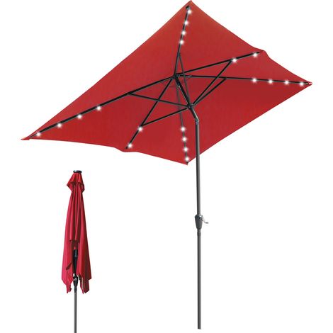 Randaco Terrassen-Sonnenschirm 2 × 3 m mit LED – Optimaler Sonnenschutz für Außenbereich, Rot