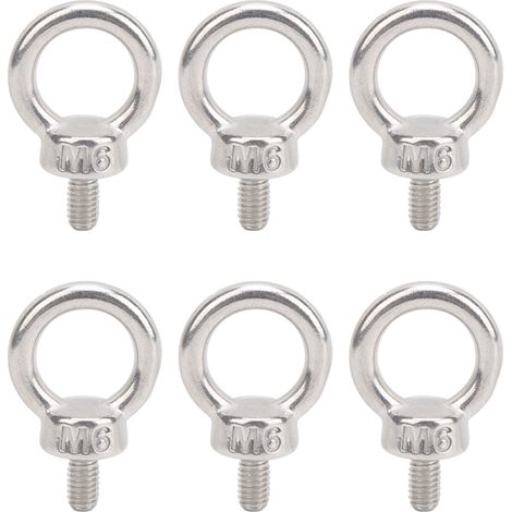 Lot de 10 Vis à Œil de Levage M6 en Acier Inoxydable 304, Boulon de Fixation Accessoires Quincaillerie (1/5)