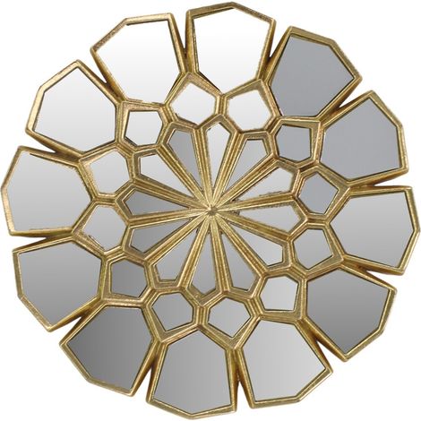 Wandspiegel geometrisches Mosaik aus Kunstharz Gold 31 cm (1/5)
