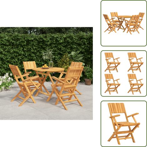 Tavolo in teak - vidaXL Set da Pranzo per Giardino 5 pz in Legno Massello di Teak - Sedie pieghevoli