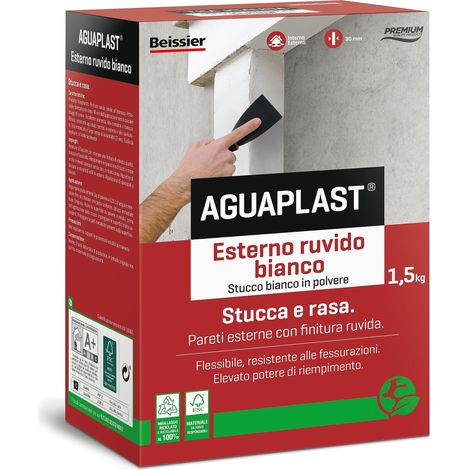 Aguaplast sr5 stucco bianco per esterni finitura ruvida 1,5 kg
