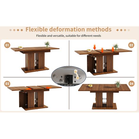 Mesa extensible 120/160x80x75 cm de MDF y metal marrón con almacenaje - MEUBLIV (1/5)