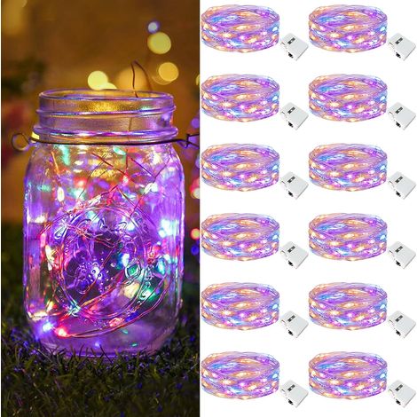 Lot de 12 Mini Guirlande LED à Pile, 2M 20LED 3 Modes Pile, IP65 Étanche Petite Guirlande Lumineuse Led Interieur Décoration pour Jardin, Chambre (1/5)