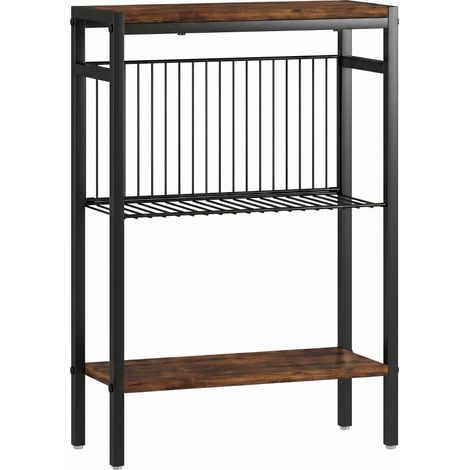 Mesa auxiliar con 3 estantes, estructura metálica, marrón rústico, 43 x 18 x 62,5 cm (1/5)