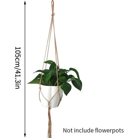 (S2) Paniers suspendus pour plantes en macramé faits main, suspension en corde de coton pour pots de fleurs, décoration murale pour jardin, cour ou terrasse, accessoires de jardin (1/4)