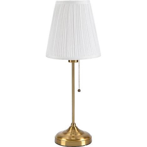 Lampe de Table Élégante en Laiton avec Abat-Jour Plissé Blanc (1/4)