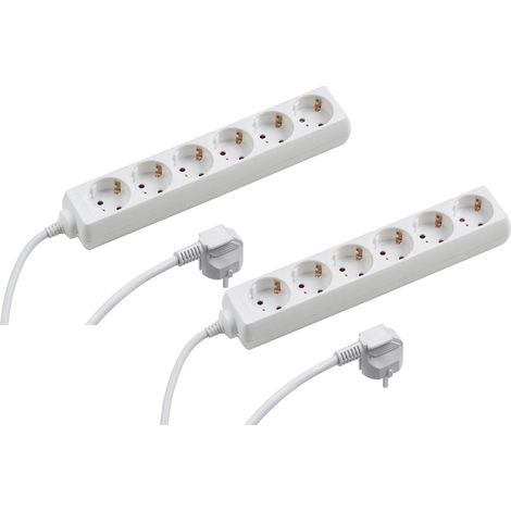 prise, 6 prises, 2 pièces, câble de 5 m, blanc, IP20 intérieur, multiprise, 7430480 (1/3)