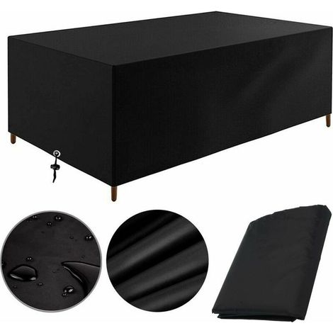 Housse Salon de Jardin 170x94x70cm Protection Bache Table de Jardin Mobilier Extérieur Imperméable Coupe-Vent Anti-UV Résistant Au Froid Housse de Meuble Tissu Oxford(Noir) (1/5)