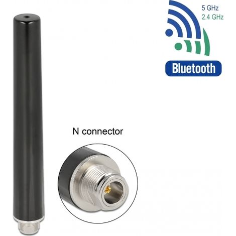 Delock WLAN WiFi 6 de doble banda Antena N hembra 4 - 6 dBi 16,55 cm omnidireccional fija exterior negra