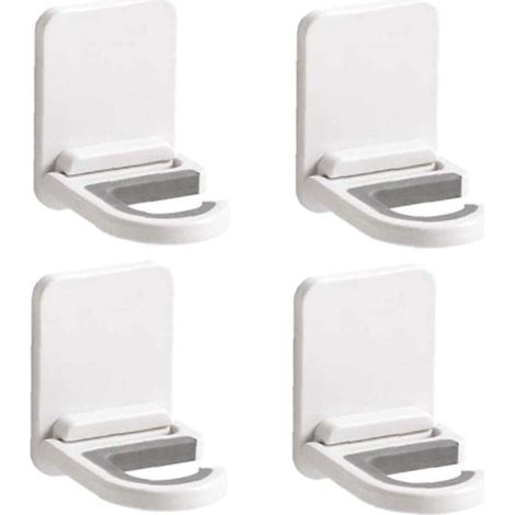 Support de vadrouille mural Support de vadrouille auto-adhésif Clips de rangement de vadrouille antidérapants 4 pièces Blanc (1/5)