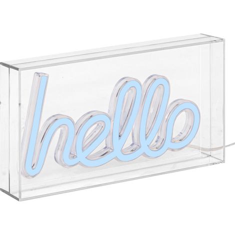 Lampe Néon LED à Poser "Hello" 23cm Bleu (1/5)