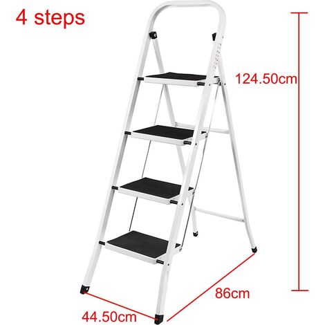 Portable Foldable 4 Step Steel Ladder,Heavy Duty Steel,Non Slip Tread Stepladder Safety Folding Heavy Duty Step Stool,Ideal for Home/Kitchen/Garage 150KG Max Capacity (1/5)