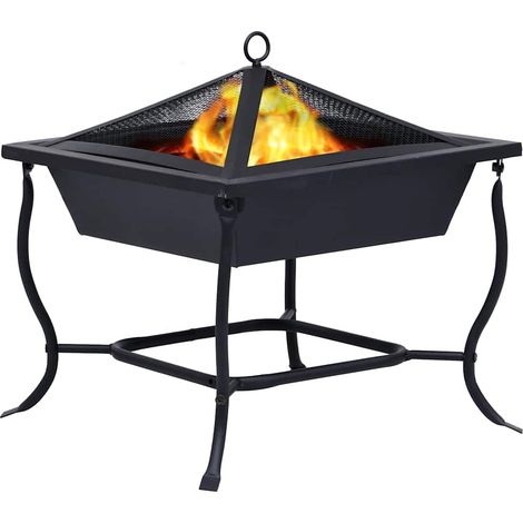 vidaXL Feuerstelle Schwarz 42x42x45 cm Stahl
