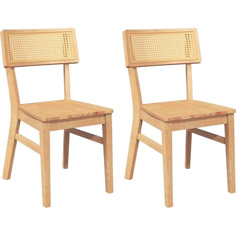 Chaises à manger Chaise de cuisine 2 pcs bois massif caoutchouc (1/5)