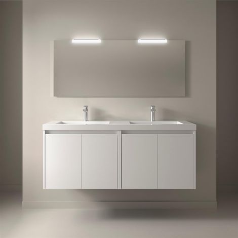 Badezimmermöbel NOJA 1400 4 Türen WHITE SATIN + Waschtisch + Spiegel (1/2)