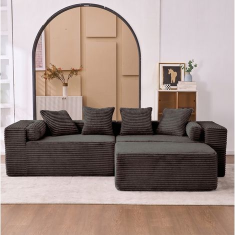 Canape dangle convertible modulable mousse noir HAVRYA (1/5)