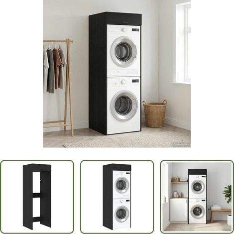Rangement salle de bain -  Armoire pour machine à laver Chêne noir 67,5 x 68 x 200 cm (1/5)