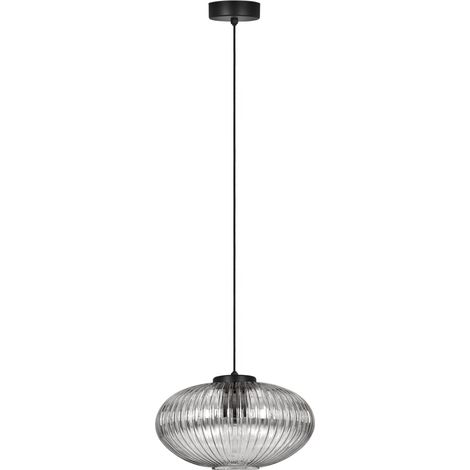 Suspension ARCO noire verre fumé strié E27 Kaja K-5676 (1/3)