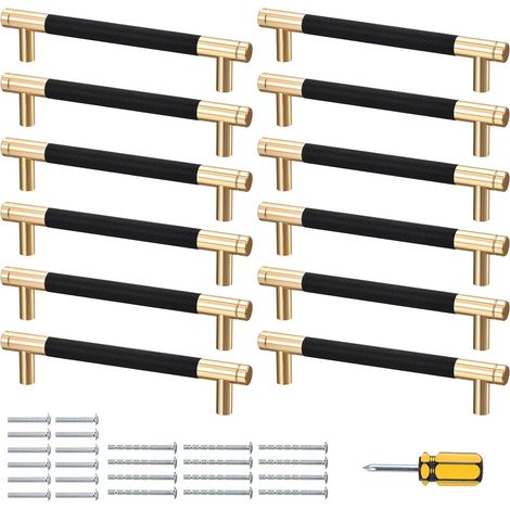 12 pcs Möbelgriffe Profilgriff Gerändelte Schrankgriffe Aluminium Schubladengriffe Küchengriffe (1/5)