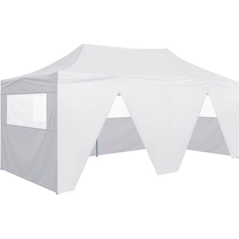 Tente de réception,Tonnelle de jardin pliable avec 4 parois 3x6 m Acier Blanc -79857 (1/5)