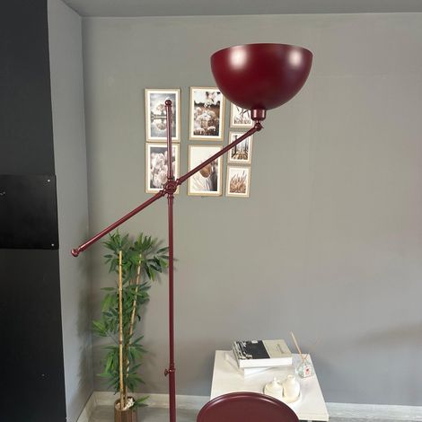 Lampadaire Raxon Métal Moderne E27 Largeur 30 cm Abat-jour Réglable Tablette Variateur (1/4)