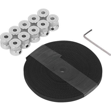 Courroie crantée 6mm en caoutchouc avec 20 poulies synchrones en alliage d'aluminium pour CNC et imprimante 3D (1/5)