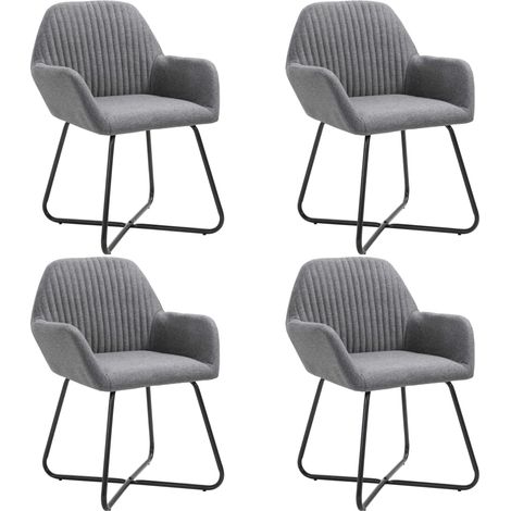 Juego de 4 sillas de cocina comedor de diseño moderno en tela gris oscuro CDS021557