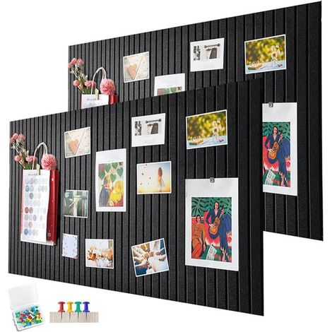 Lot de 2 tableaux décoratifs en feutrine, 60 x 40 cm, tableau d'affichage, 0,9 cm d'épaisseur, pliables et munis de ruban adhésif pour photos, parfaits pour l'école, la maison, la cuisine ou le bureau (1/5)