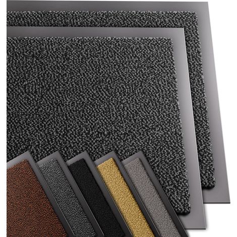 Lot de 2 Tapis de Porte Paillasson d'Entree Interieur et Extérieur Tapis Antidérapant et Anti-Poussière Tapis d’entrée Imperméable Lavable 40x60cm Gris-Noir (1/5)