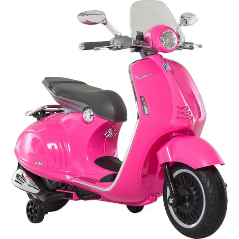 Moto électrique enfant style scooter 2 roues avec lumières, sons et batterie rechargeable rose 108x49x75 cm