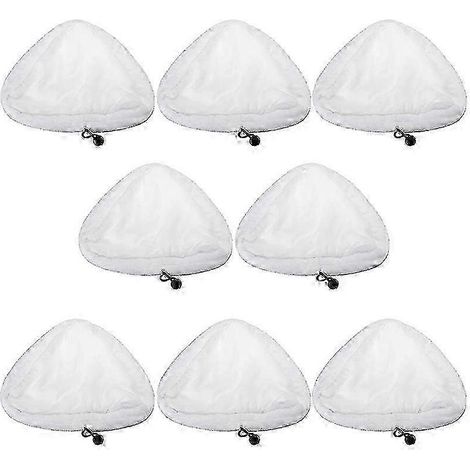 AURA Lot de 8 lingettes de nettoyage en microfibre pour nettoyeur vapeur, balai vapeur, nettoyeur vapeur, embouts de rechange à trois coins (1/5)