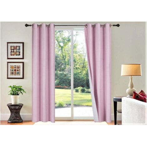 Rideaux Occultants 100% Obscurcissants - Lot de 2 Panneaux 84" (213cm) Longs - Rose Clair - à Oeillets - Décor Chambre (1/4)