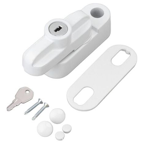 Serrure de fenêtre coulissante universelle, serrure de châssis de fenêtre antivol, serrure de fenêtre à battant, adaptée aux fenêtres à guillotine simple et double,Blanc (1/5)