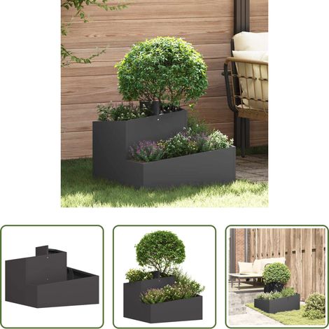 Pot en métal -  Cache-pot de jardin Noir 60 x 60 x 50 cm Acier laminé à froid (1/5)