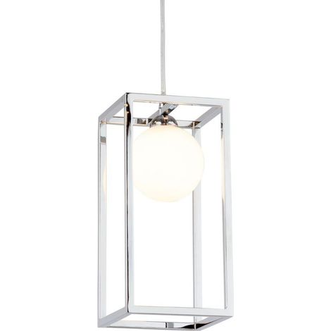 Italux Daisy - Lampada a sospensione industriale e retrò cromata 1 luce con paralume in vetro, G9 (1/5)