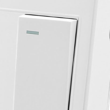 Interrupteur et prise fine encastrable IEC, boîtier apparent pour maison, interrupteur simple avec prise 5 trous, commande unique, blanc. (1/5)