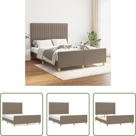 Kopfteil - Bettgestell ohne Matratze Taupe 140x190 cm Stoff (1/5)