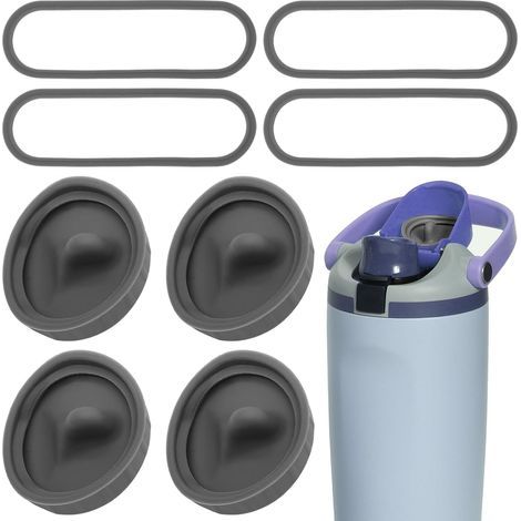 Bouchon de rechange en 4 pièces compatible avec les bouteilles d'eau Owala FreeSip Sway Tumbler de 30 oz et 40 oz, joint et bague en silicone, bouchon de rechange noir étanche (1/5)