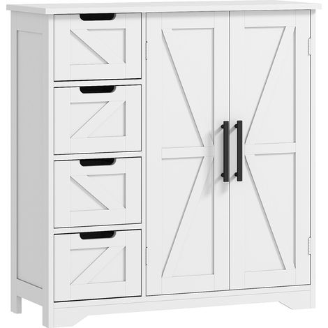 Meuble de salle de bain, meuble de rangement, avec 4 tiroirs, 1 placard, pour petits espaces, 81,2 x 30 x 83,8 cm, blanc (1/5)